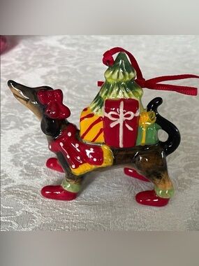 Blue sky clay works Dachshund Christmas Ornament